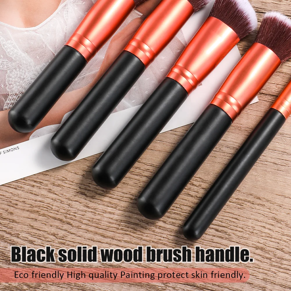BS-MALL 18PCS Wood Handle Cruelty Free Synthetic Fiber Vegan Makeup Brushes Private Label Custom Packaging