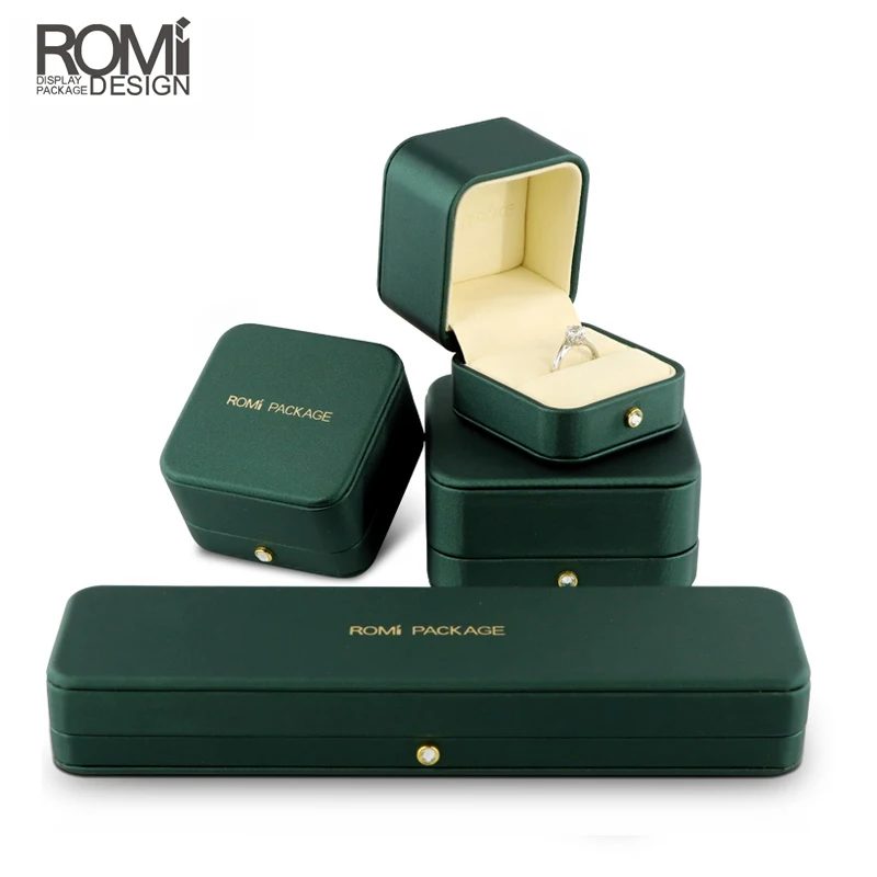 Wholesale New Arrival custom logo Green Custom Logo Luxury Wedding Ring Box diamond box packaging
