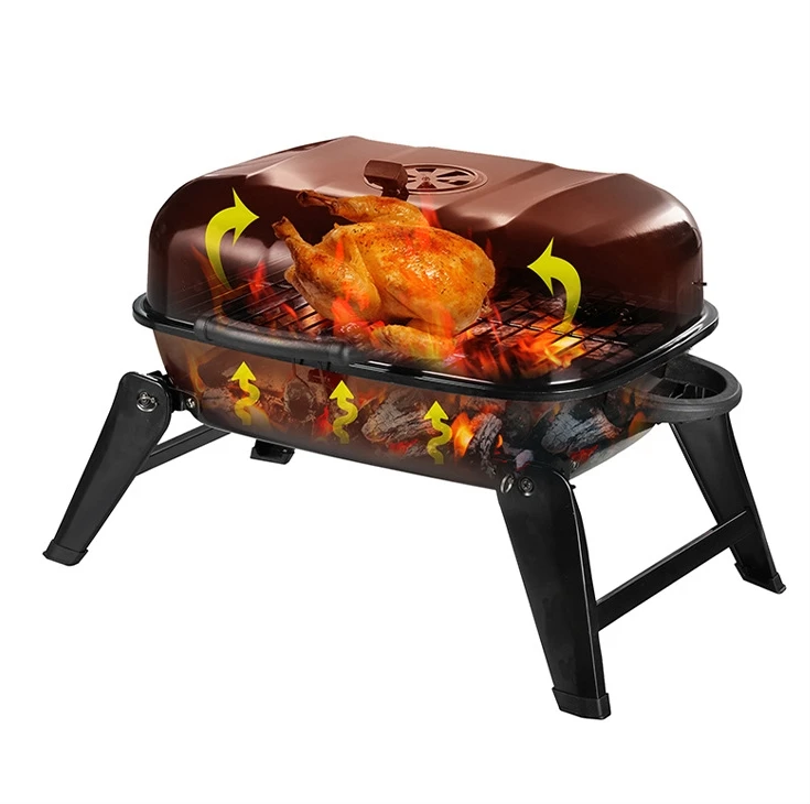 Folding Outdoor Grill: Stainless steel construction for durability, with a collapsible design for convenient storage
