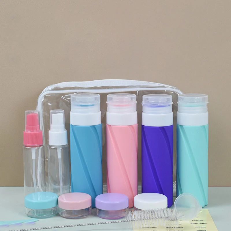 16 Pack Leak Proof Silicone Travel Bottles Set TSA Approved Containers for Toiletries Travel Size Accessories with Toiletry Bag