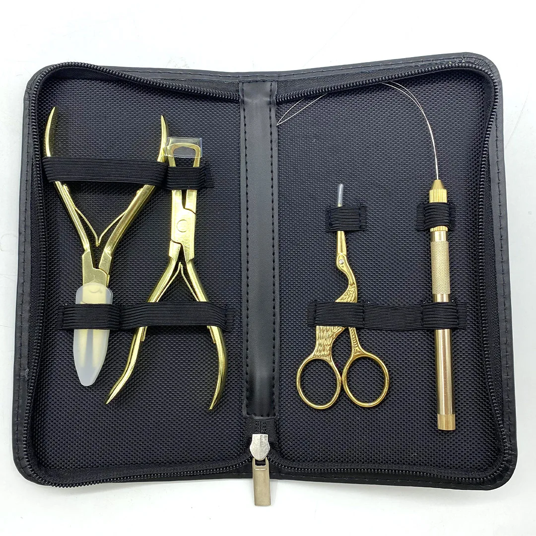 Human Hair Extension Pliers Tools Kit With 2 Hole Plier Hair Extension Removal & Fitting Pliers Crochet Pulling Loop set