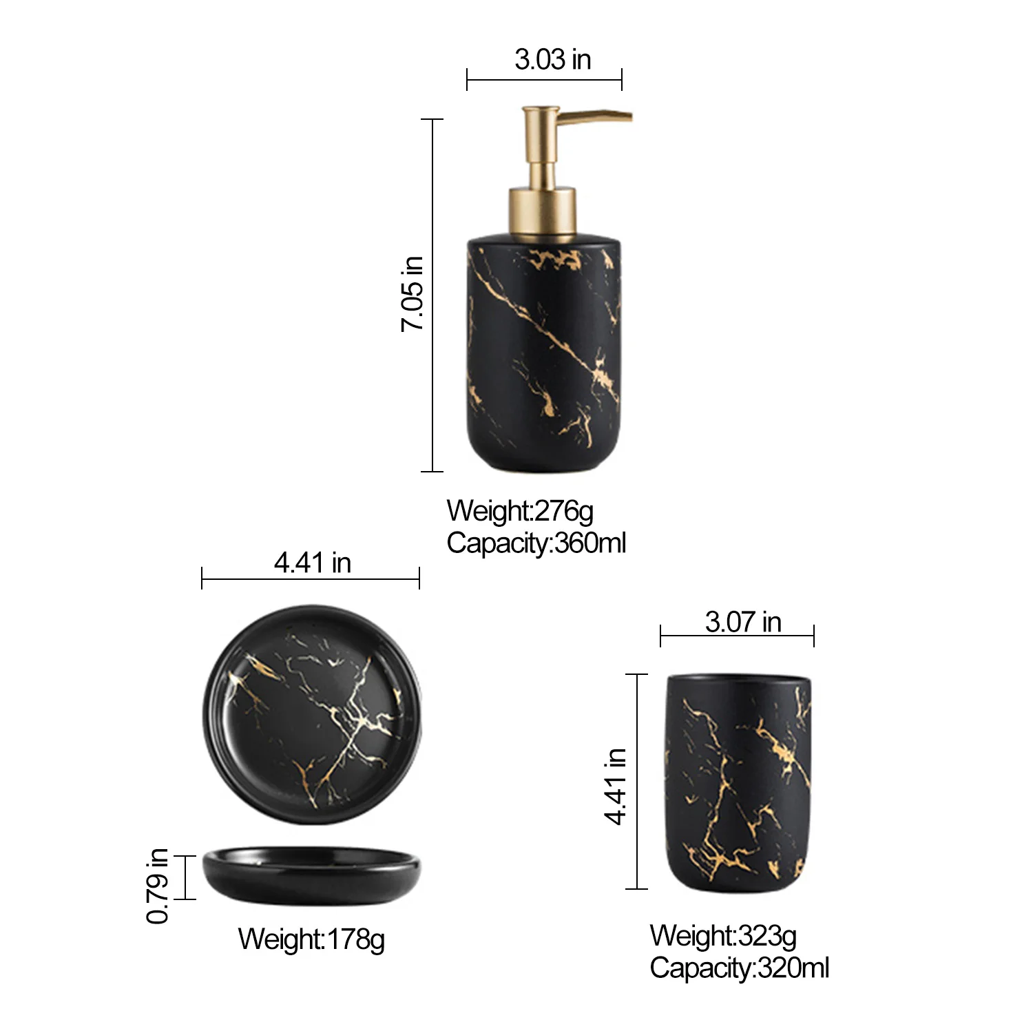 
wholesales Nordic simple ceramic marble bathroom 4pcs toothbrush holder set round 