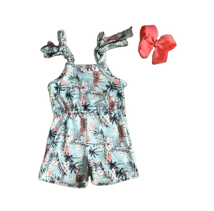 summer baby girls children clothes tropical garden leopard romper jumpsuit