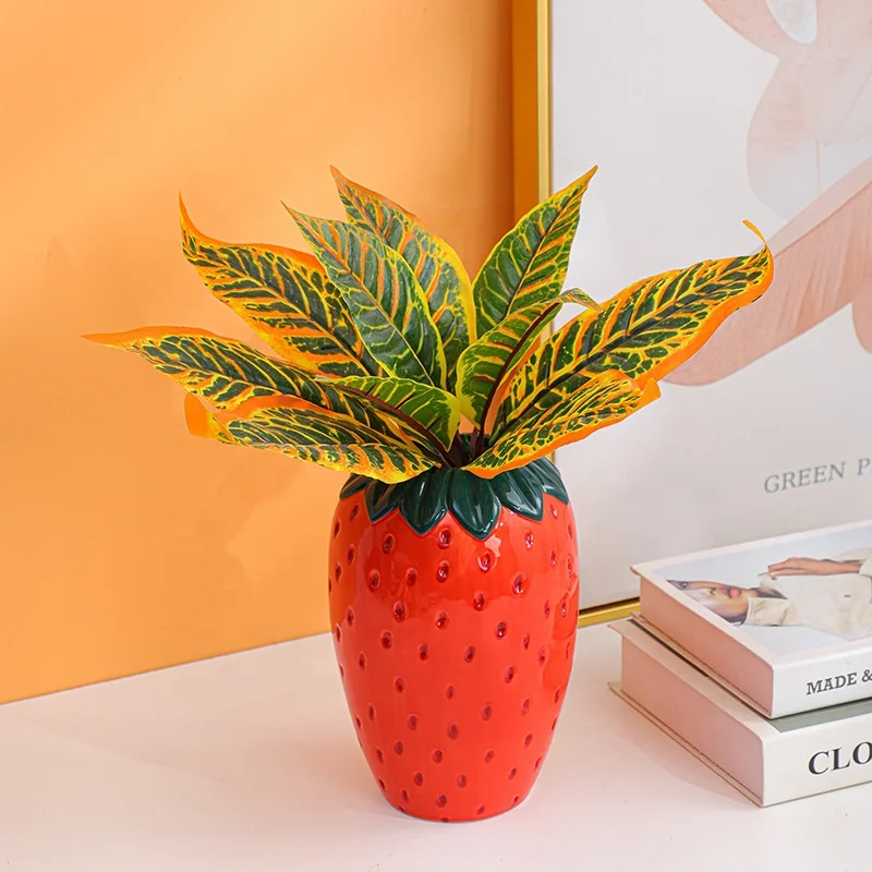 strawberry ceramic vase ins flowerpot home flower craft Nordic living room bedroom study creative decoration