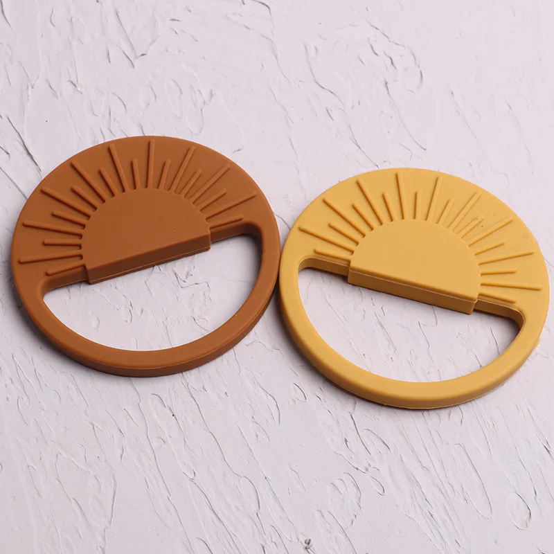Non Toxic Organic Food Grade BPA Free Infant Nursing Pendant Chewing Sensory Teething Sun Shape Silicone Teether Toys
