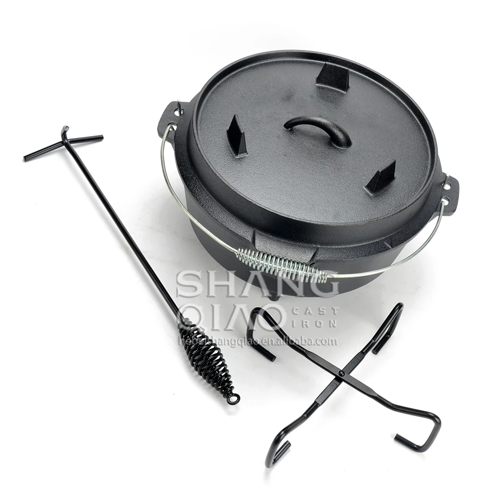 Кастрюля для приготовления пищи, чугунная кастрюля с крышкой для гриля, барбекю, голландской духовки, 9 л, 4,5 КТ