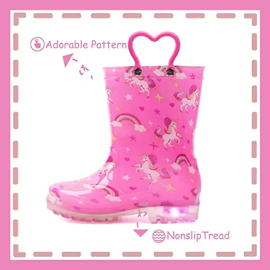 High Quality cheap pvc rain boots Led Light with handle Kids PVC Rain Boots