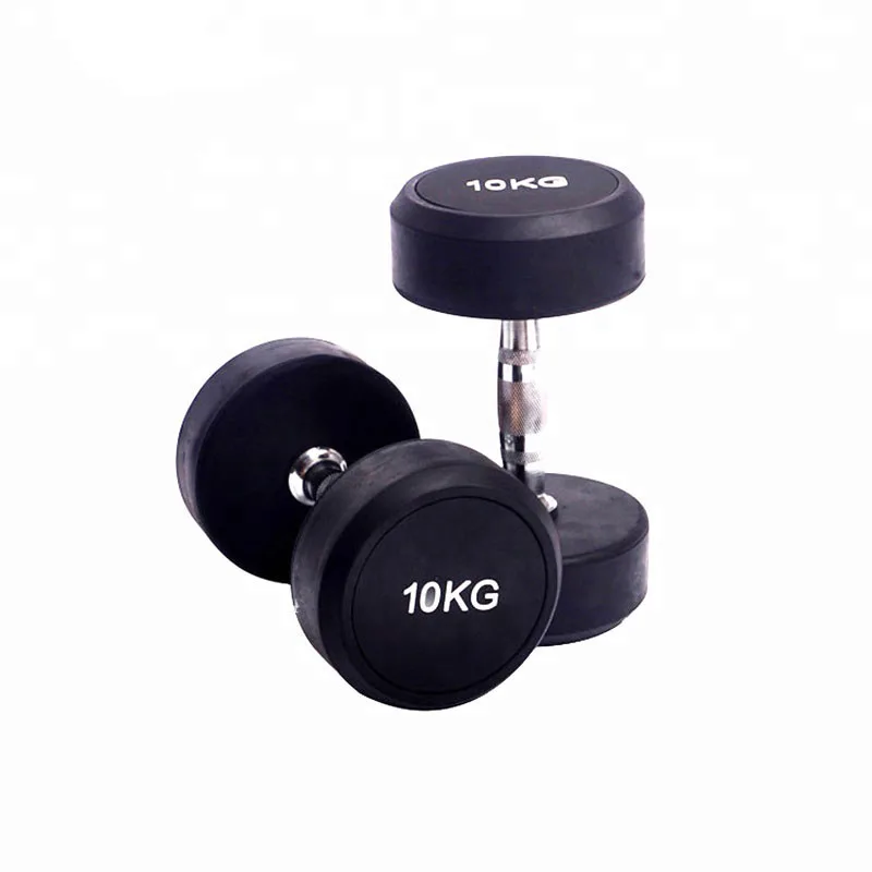 wholesale Coated Dumbbell Round Rubber Cpu Coated Cast Iron Dumbbell Round Head Rubber Dumbbell sales For Weight Lifting