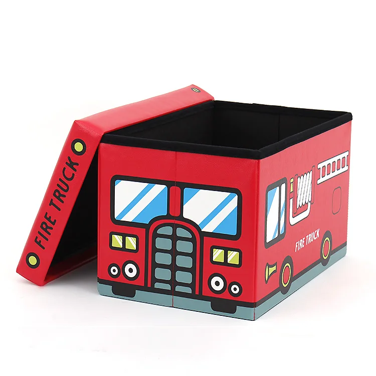 RTS modern living room furniture  pvc leather red fire truck design  folding storage stool for children