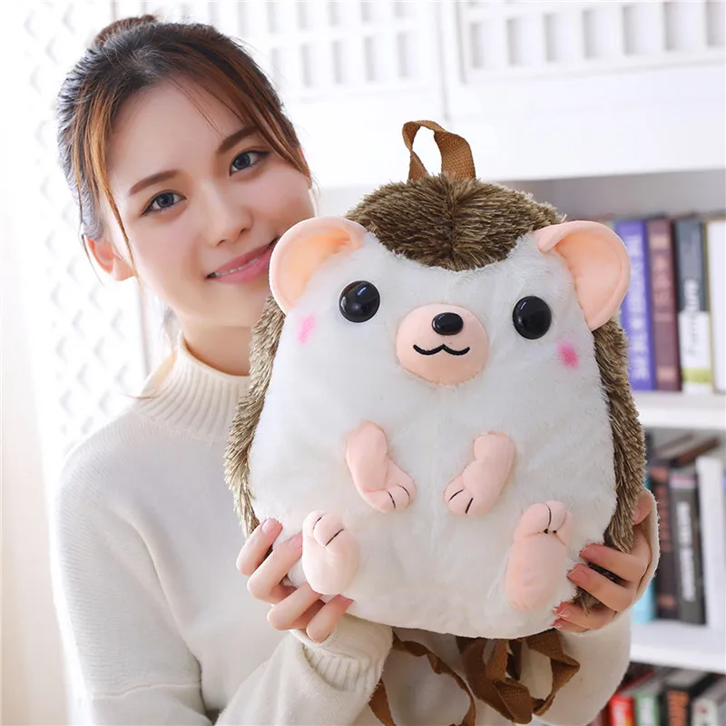 Fashion Cute Cartoon Hedgehog Shaped Children Kindergarten Student Plush Toy Backpack