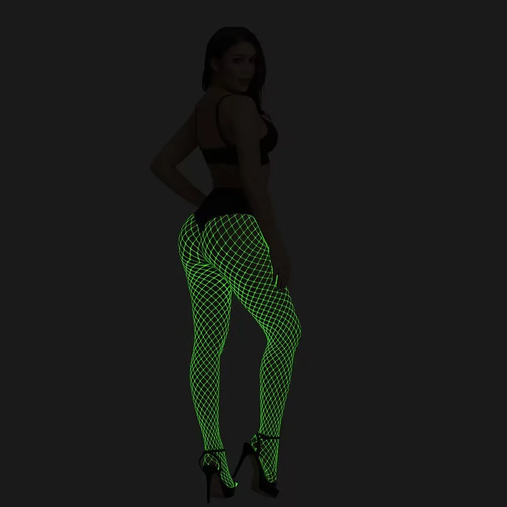 New Glow In The Dark Net Socks Sexy Party Luminous Fishnet Pantyhose Women Stocking Tights