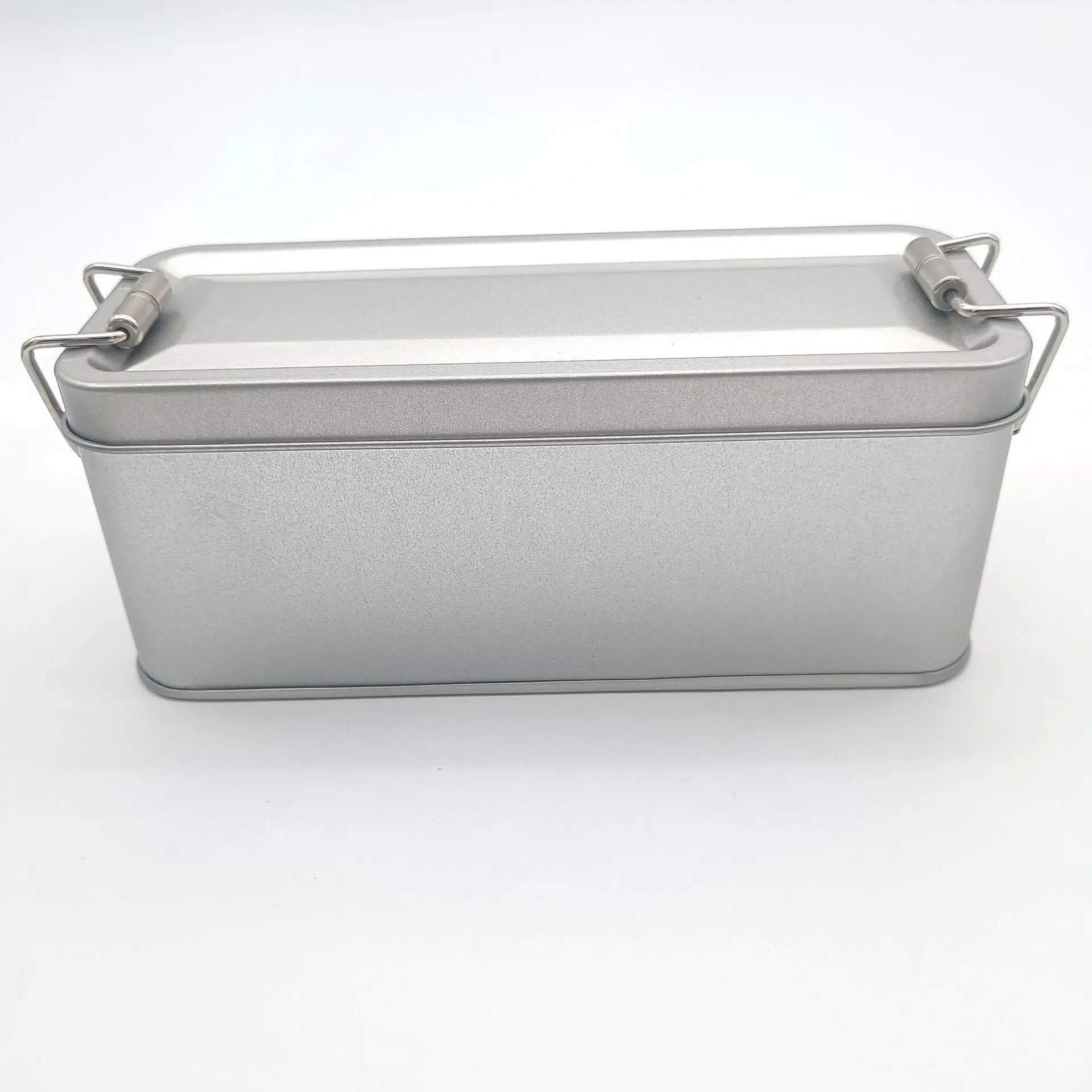 rectangular metal box with hardware buckle food container