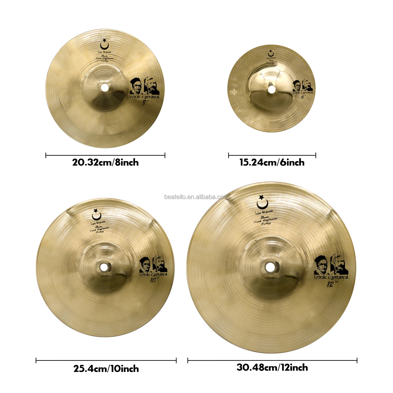 IZINK 4Pcs/set Handmade B20 Cymbals 6Inch 8Inch 10Inch 12Inch Splash Cymbals Percussion Instrument For Drum Kit