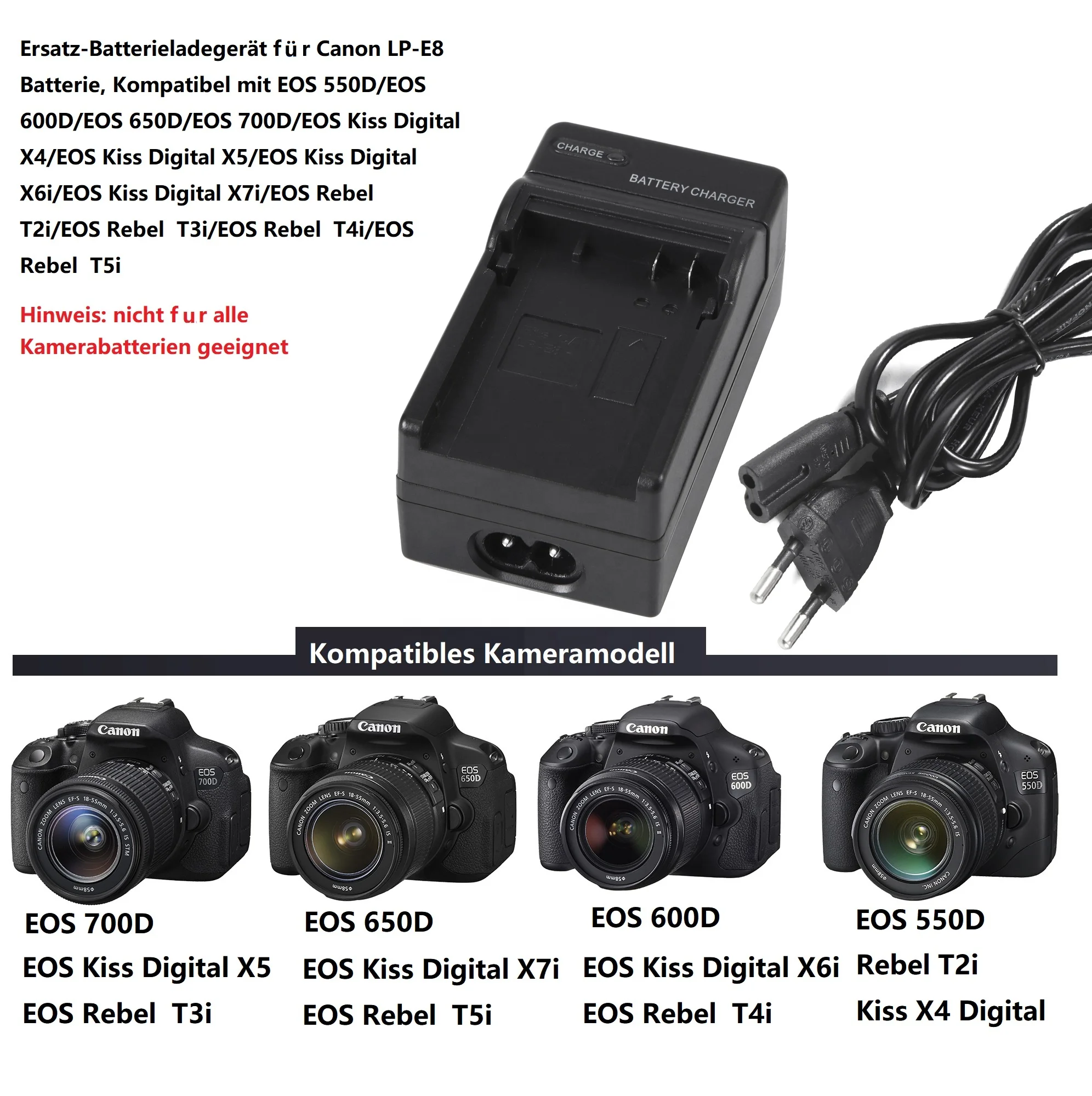 Зарядное устройство для аккумулятора LP E8 зарядное Canon LP-E8 LC-E8E совместимый с EOS 700D 650D 600D 550D X4 X5 X6i X7i Rebel