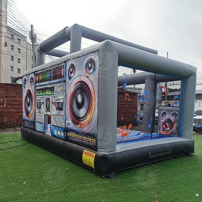 Z Interactive Inflatable Disco Dance House Adult BoomBox Jumping Bouncy Castle Retro Boombox Bouncer For Party