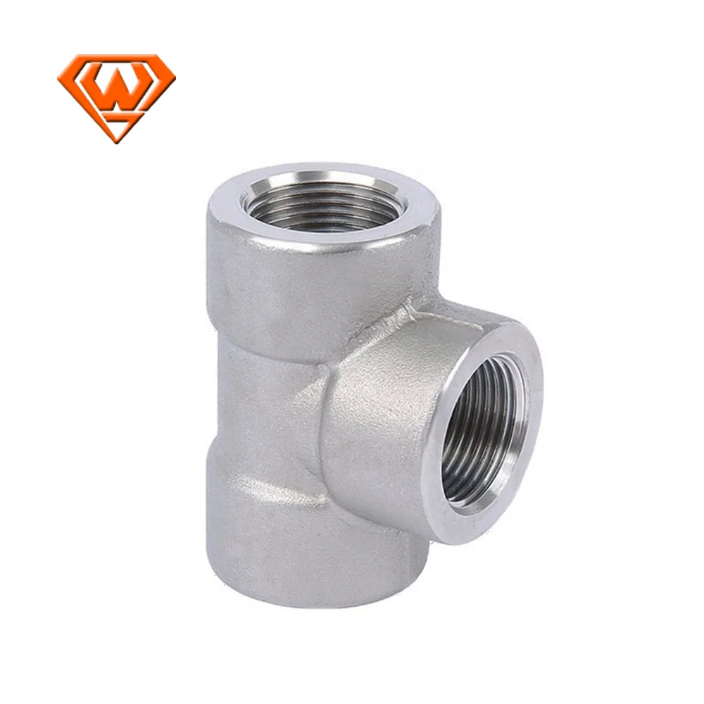 Equal Tee Thread Asme B16.11 SS304 316 1/2Inch Stainless Steel High Pressure Fittings