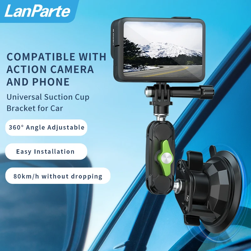 LanParte Phone Holder Action Cameras Mount 360 Degree Rotation Suction cup 3 in 1 wholesale 1/4 screw for go pro insta