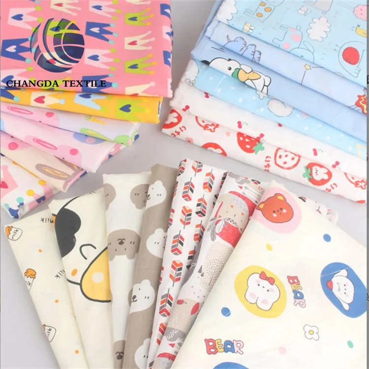 100%Cotton 40*40 133*72 123GSM Geometric Cartoon Anime Printed Twill Fabric Coupons For Clothing Cotton Canvas