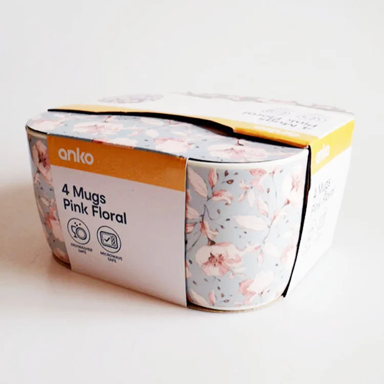 custom european style printing floral logo fine new bone china ceramic coffee mug cup set