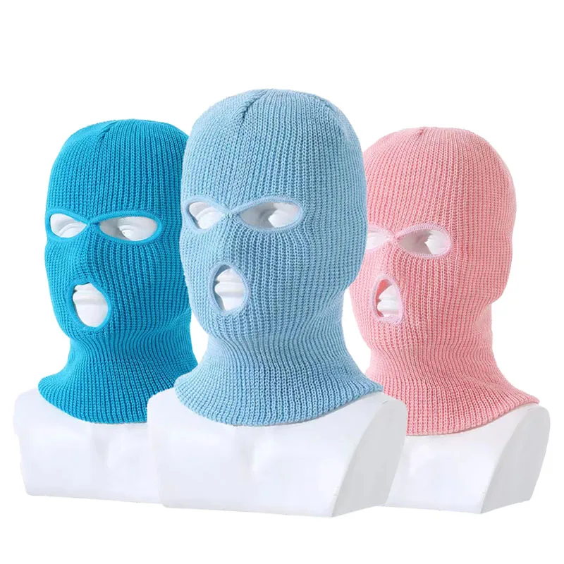 Custom Embroidered Knitted Cycling Balaclava 3 Hole Full Cover Face Cycling Ski Mask Winter Hat