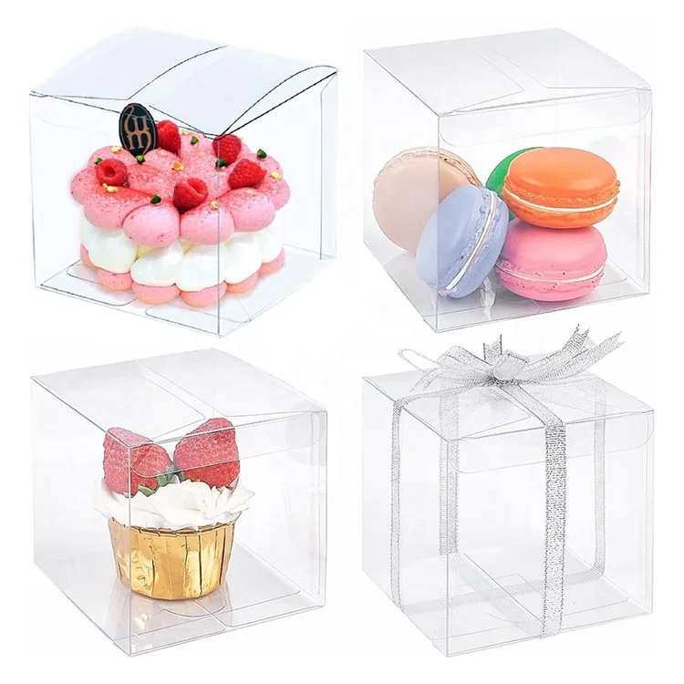 Customized size 2 inches 4 inches 6 inches square transparent folding PET PVC acetate cover box packaging