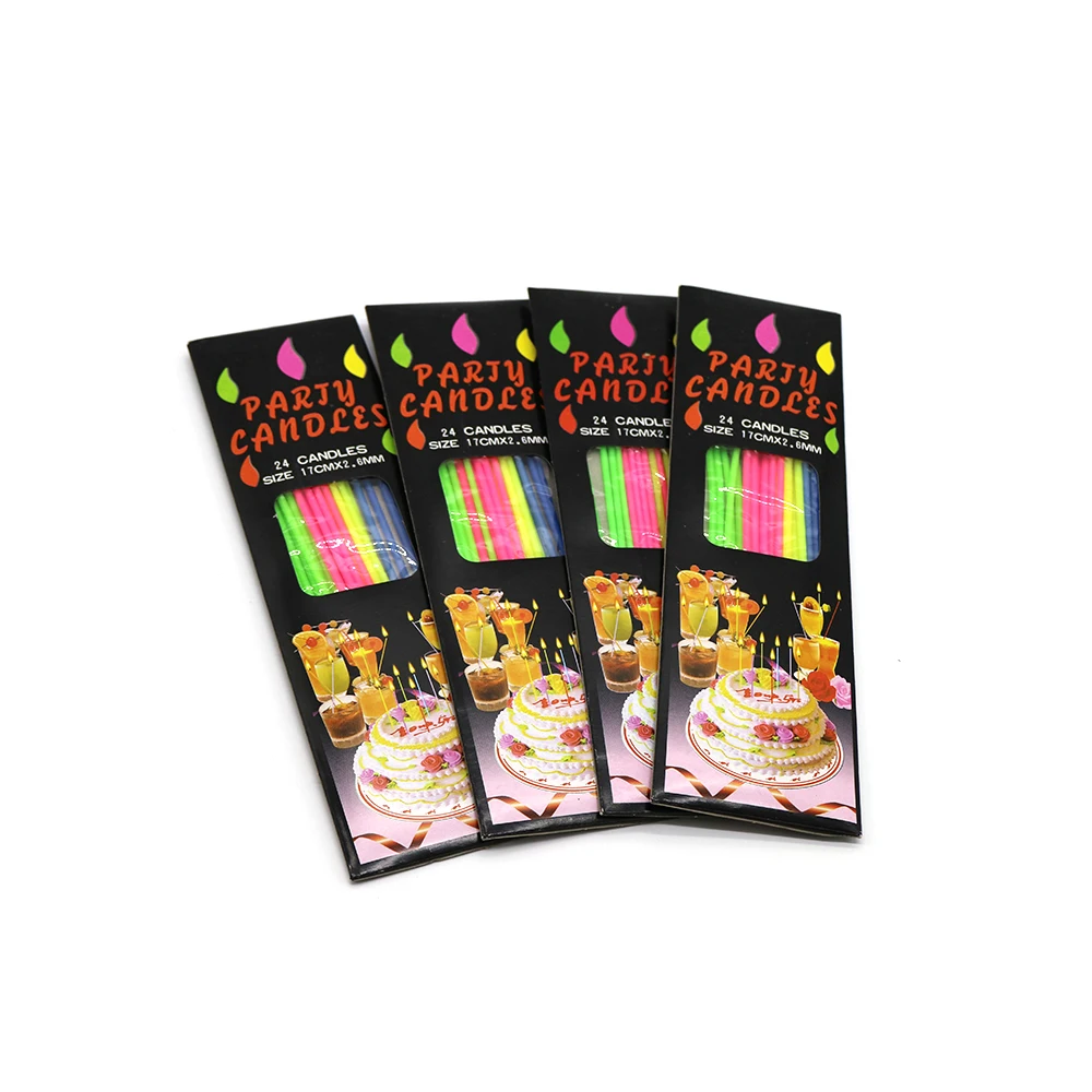 Huaming Multi-Color Smokeless Spiral Happy Birthday Candle Baby Low moq Cheap 24 pcs Party Cake Birthday Candles Wholesale