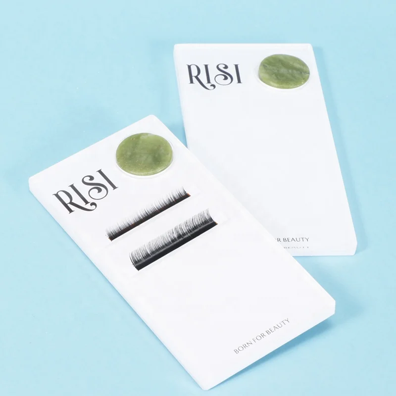 RISI Unique 2 In 1Acrylic Glue Holder Lash & Glue Palette With Removable Jade Stone Eyelash Extension Lash Tray Tile Lash Tools
