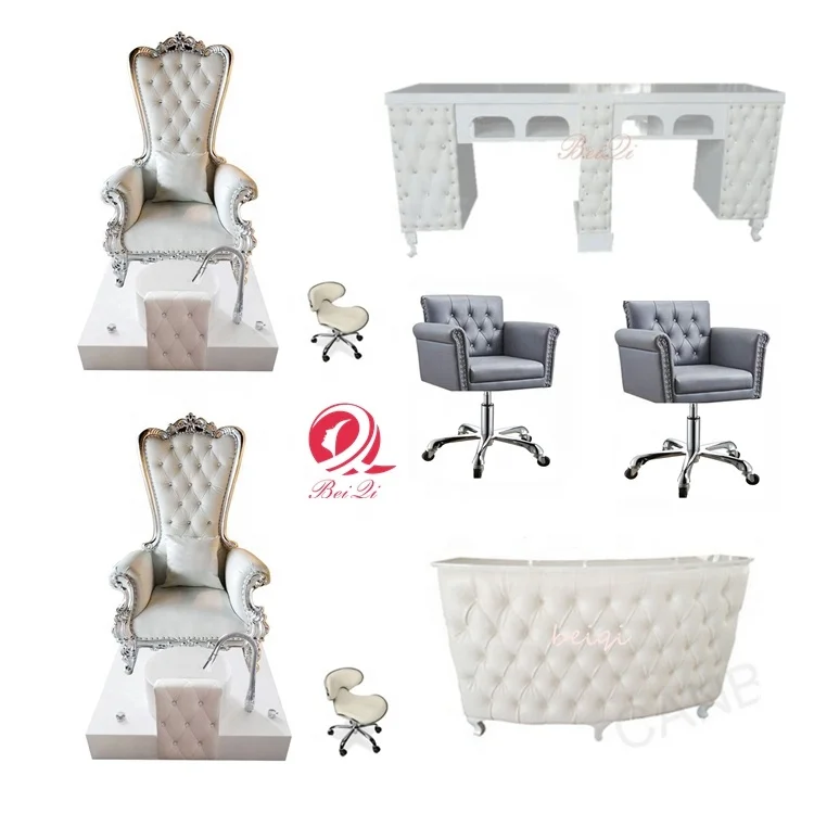 Spa salon no plumbing high back red velvet massage pedicure chair luxury