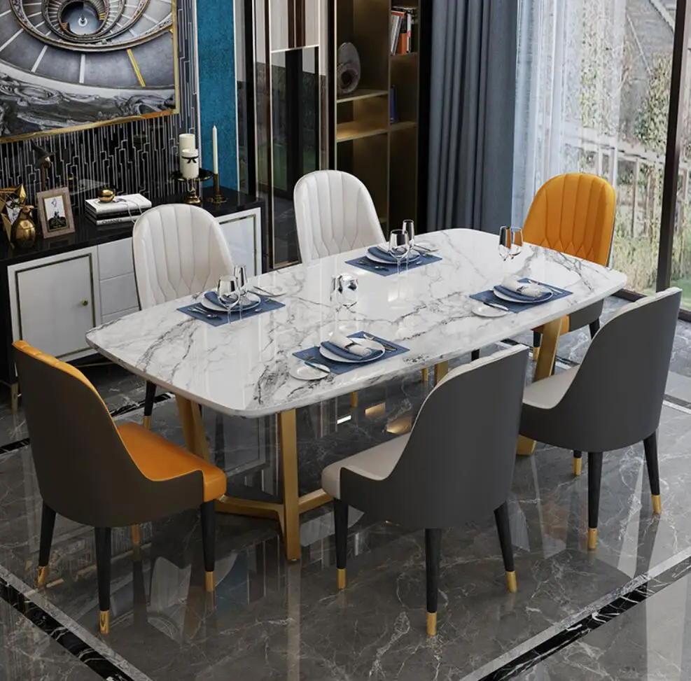 Modern Luxury Marble Dining Table Sets for Home Restaurant and Hotel Elegant Kitchen Furniture Design