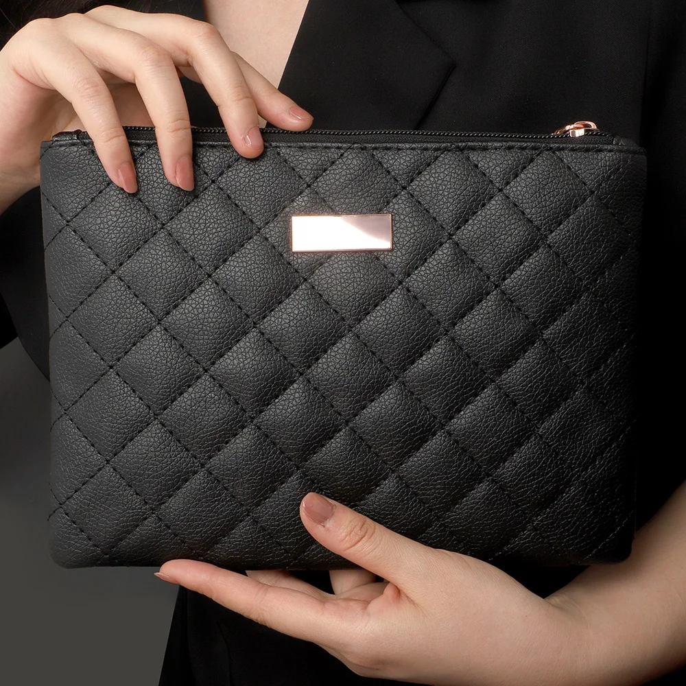 Розовая Удобная Водонепроницаемая Красивая квадратная мягкая портативная искусственная кожа на молнии многофункциональная Роскошная дорожная косметичка с пользовательским логотипом