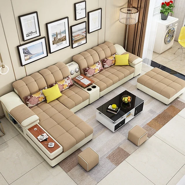 China foshan home furniture colorful best Price Fabric Modern Drawing Room Sofa Set 7 seater with storage Living room