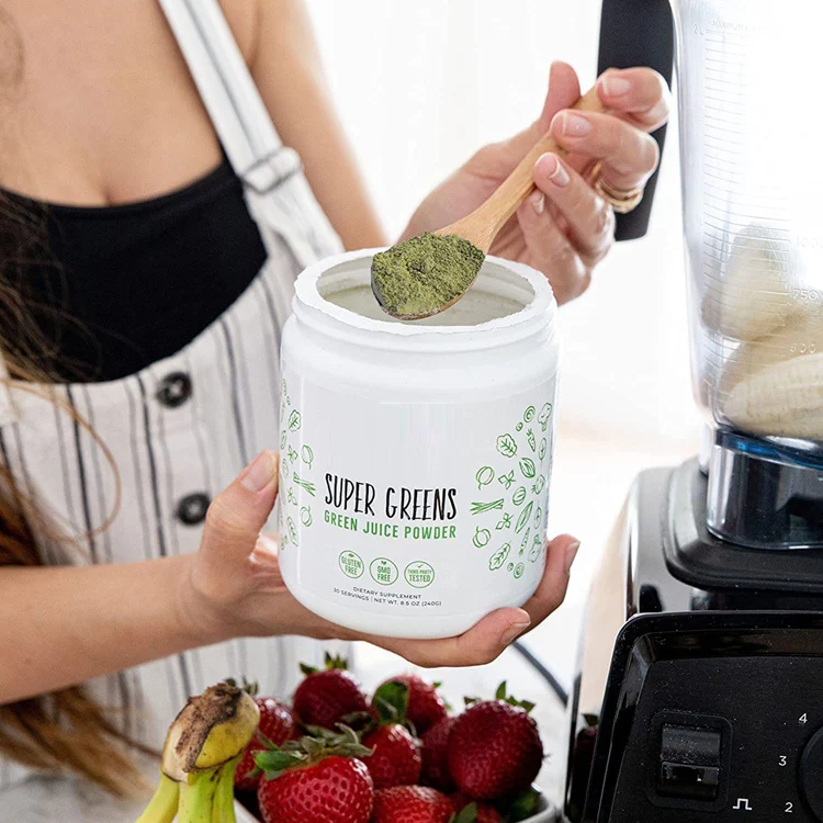 Super Greens Powder Organic Blend Non-GMO Supplement Spirulina, Alfalfa Spinach Probiotics Fiber Digestive Enzymes 30 Servings