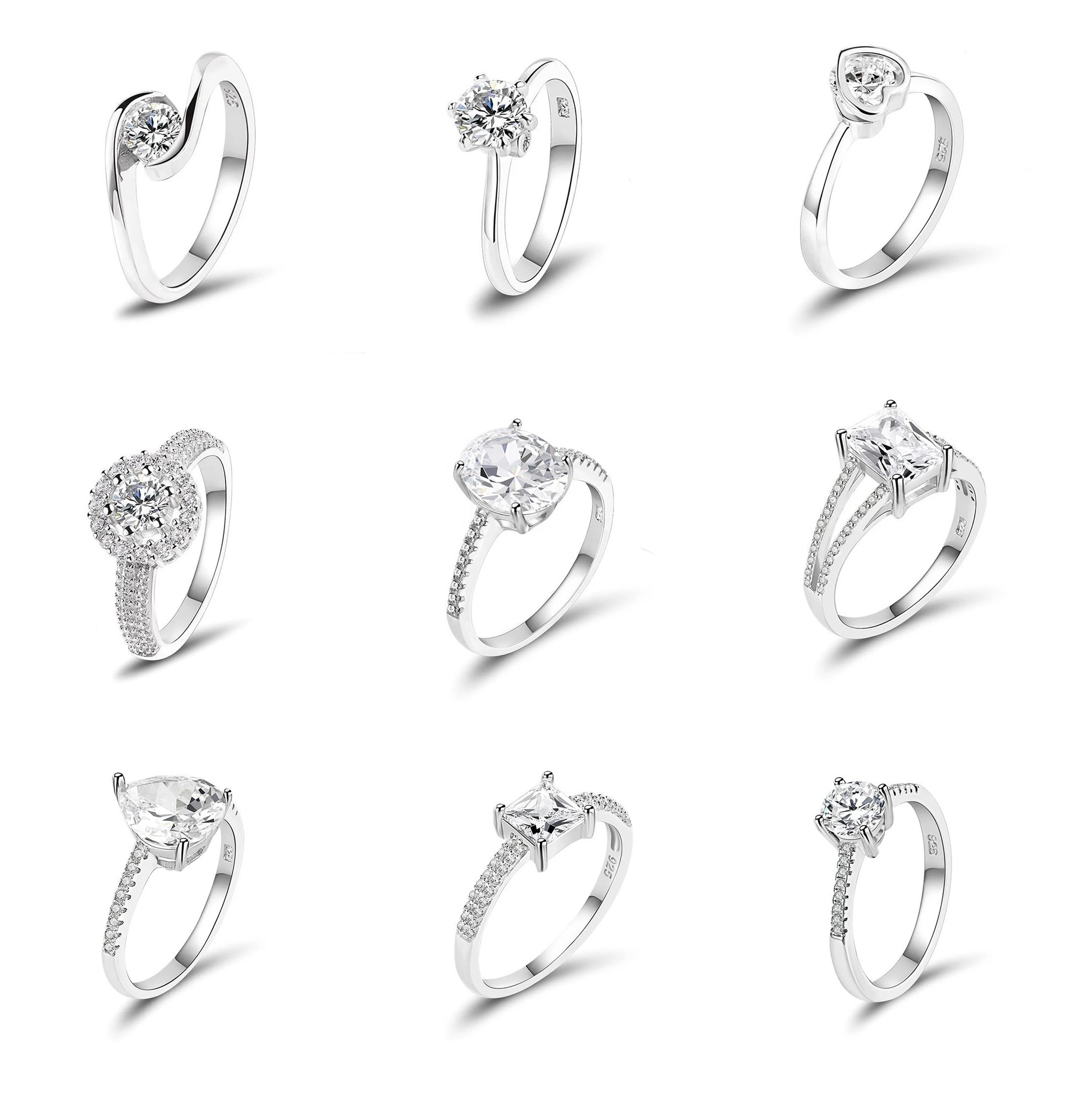 Slovehoony Fine Jewelry Dainty 925 Sterling Silver Engagement Wedding Diamond Gemstone Rings For Women