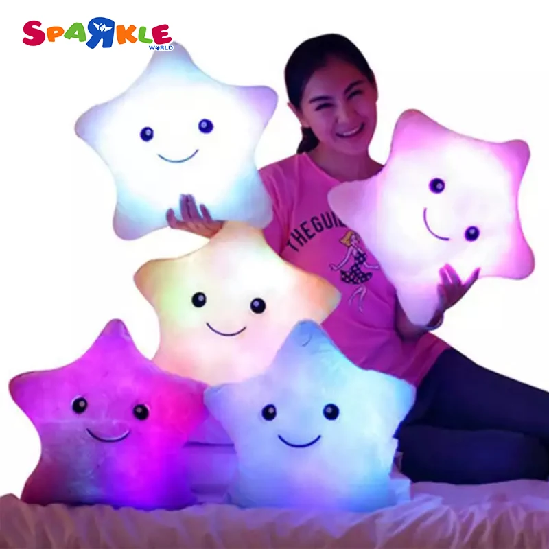 35cm LED Flash Light Hold Pillow Five Star Doll Plush Animals Stuffed Toys Lighting Christmas Gift Stuffed Plush T Gift Children