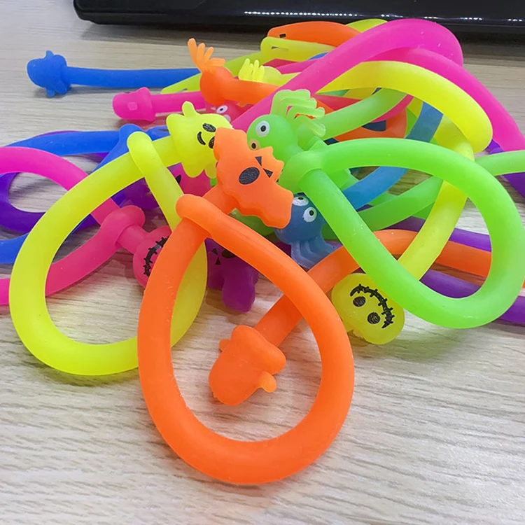 D080 Halloween Colorful Hyper Elastic Noodles Anxiety Anti Stress Relief Sensory Toys Stretchy String Fidget for Adults and Kids