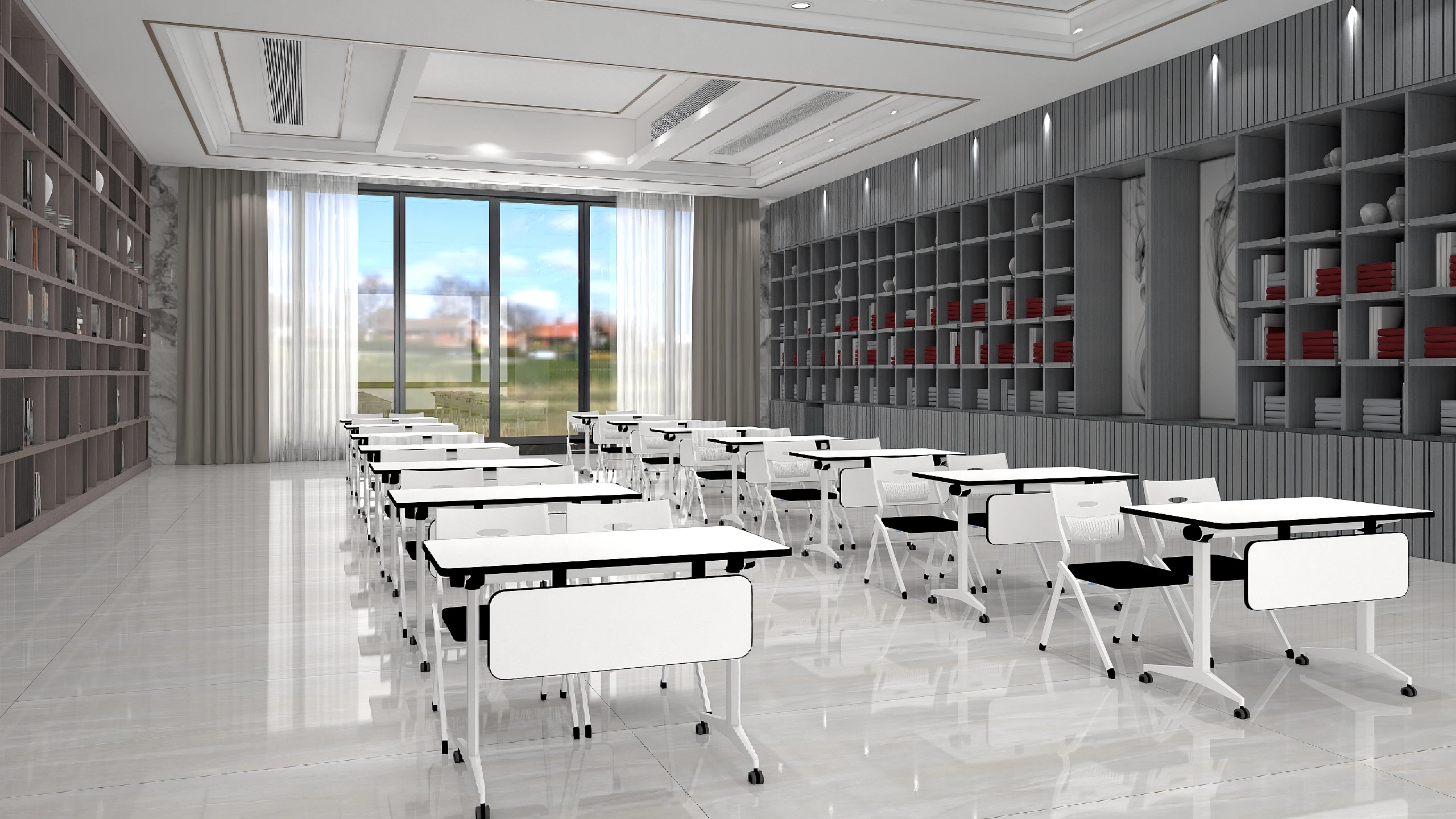 2023 ergonomic rectangular  meeting room foldable mobile modern office furniture reading folding training table conference table