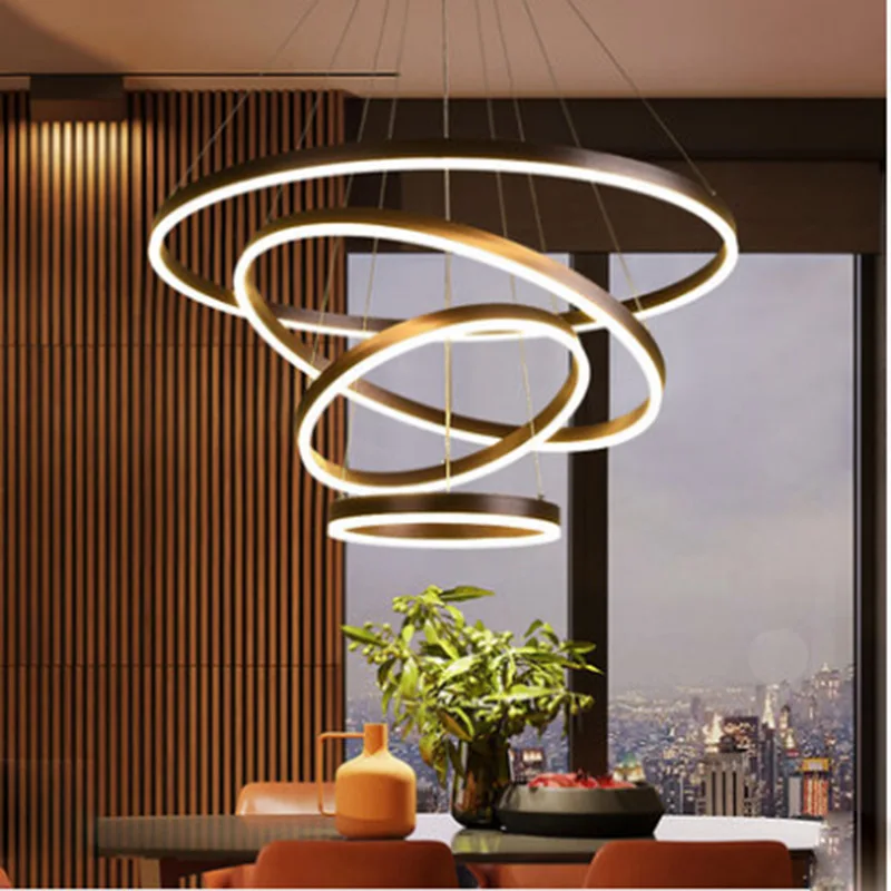 JYLIGHTING подвесное освещение для домашнего декора круглые кольца светодиодные подвесные светильники гостиной спальни столовой Подвесная лампа