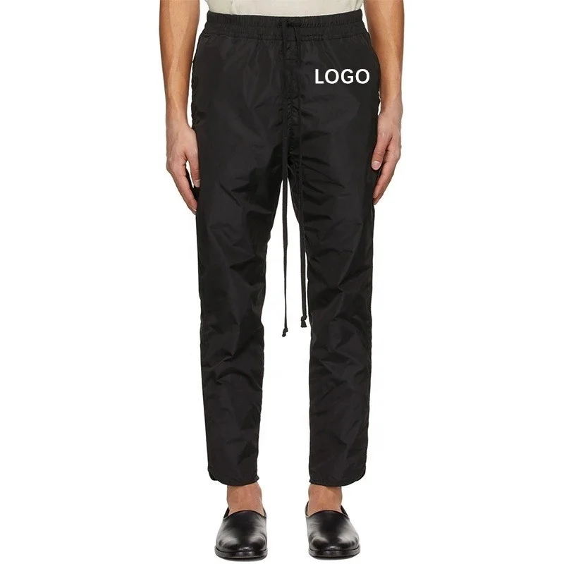 High Quality Luxury Custom Logo Track Pants Drawstring Elastic Waist Zip Jogger Trousers Nylon Cargo Pants For Men