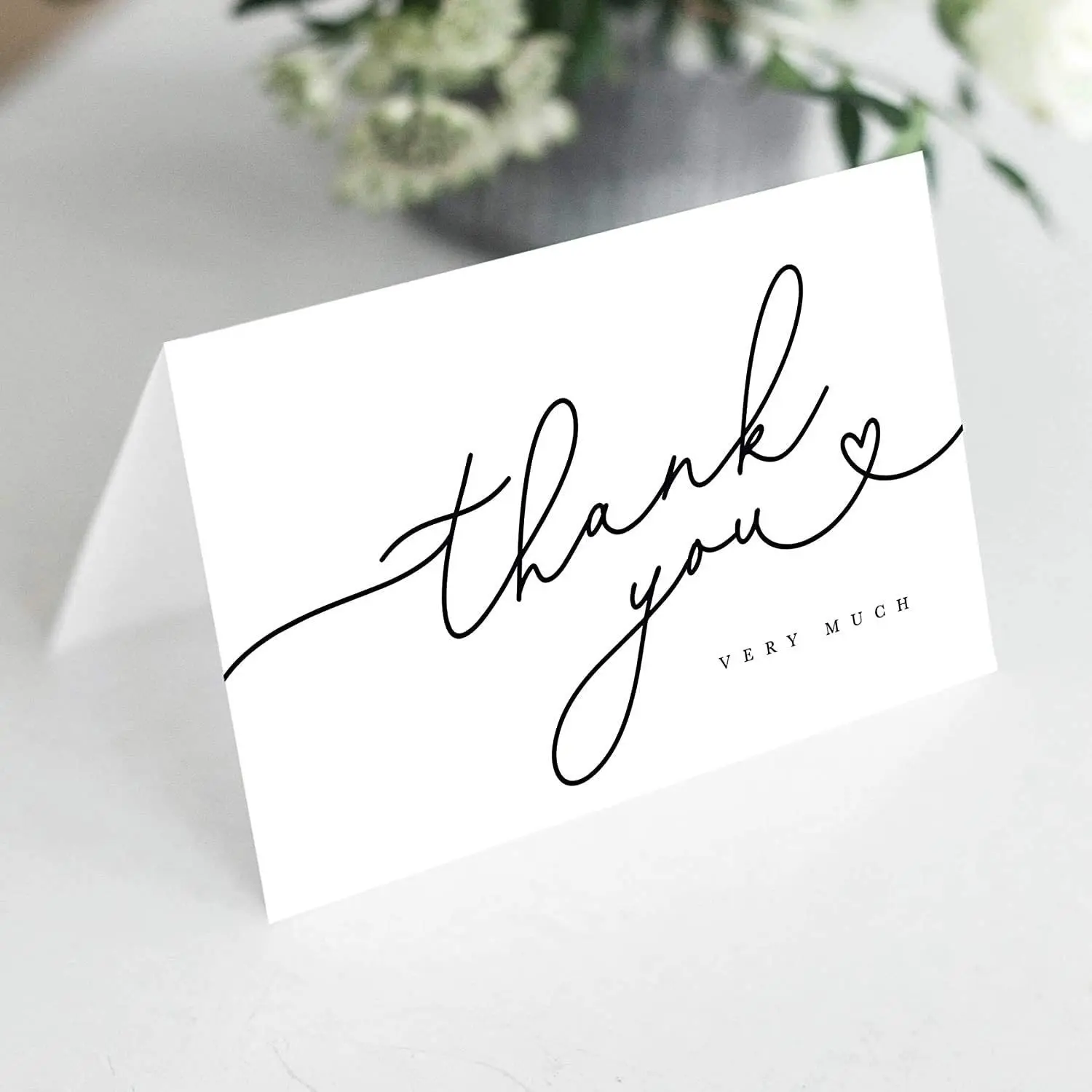 Custom Simple Blank White Gift Cards Folding Wedding Card Thank You Note with Envelope for Customers