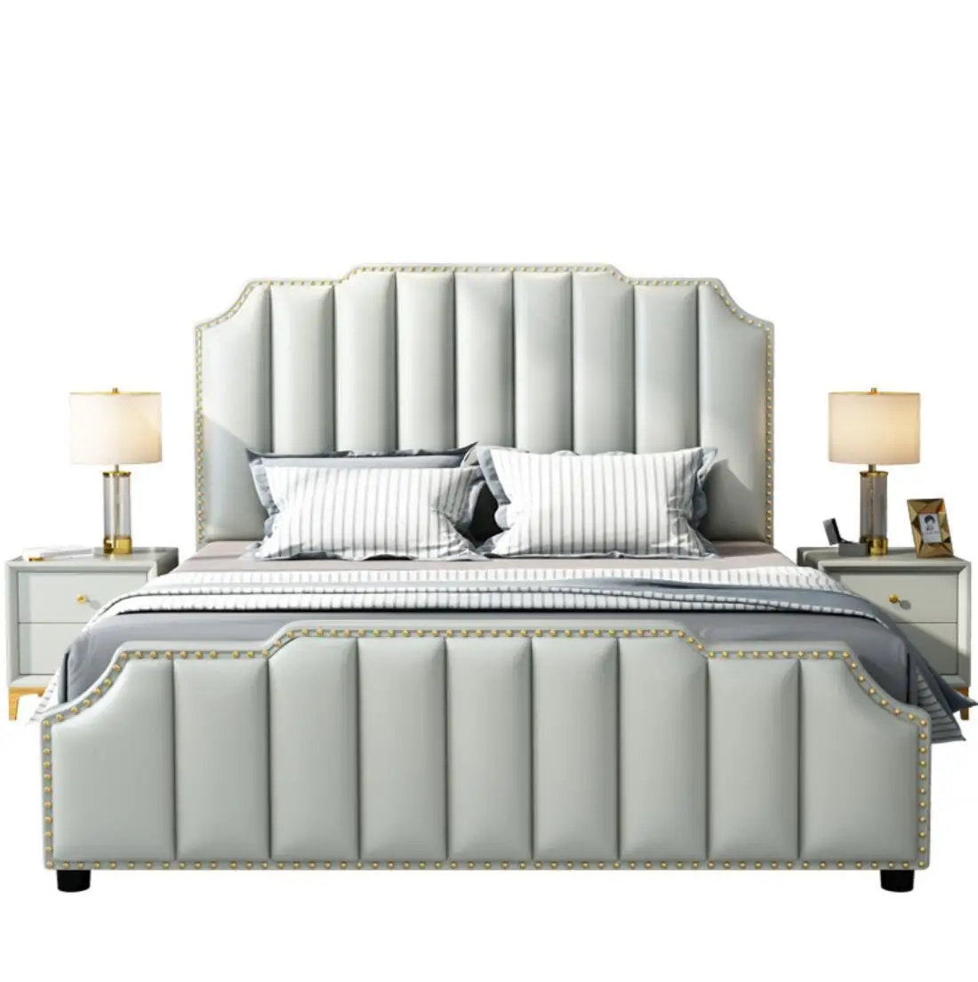 Кровать из цельного дерева, современная роскошная мебель, кровать королевского размера