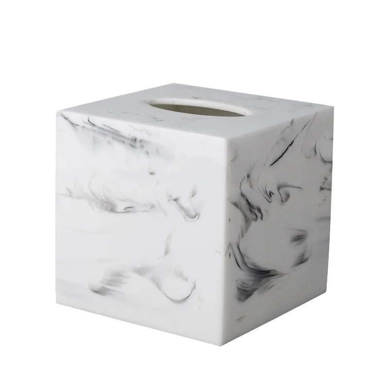 Marble White Tissue Box Cover Rectangular Resin Tissue Box Holders Tissue dispenser