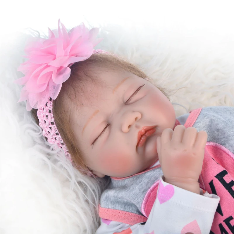 55cm kid Toy Simulation hair Sleeping Vinyl Girl Realistic Bebe Doll Reborn