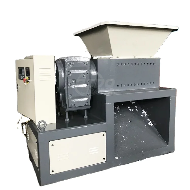 double shaft waste cardboard paper tire rubber metal scrap and plastic shredder for recycling machine