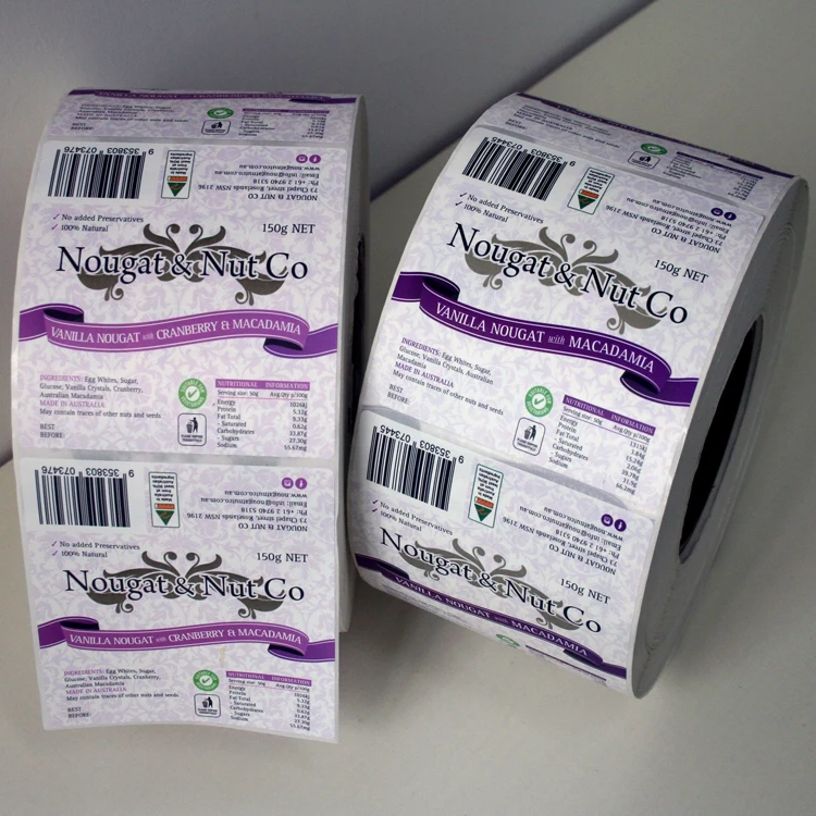 Factory customization self adhesive logo printing waterproof plastic vinyl paper packing sticker label