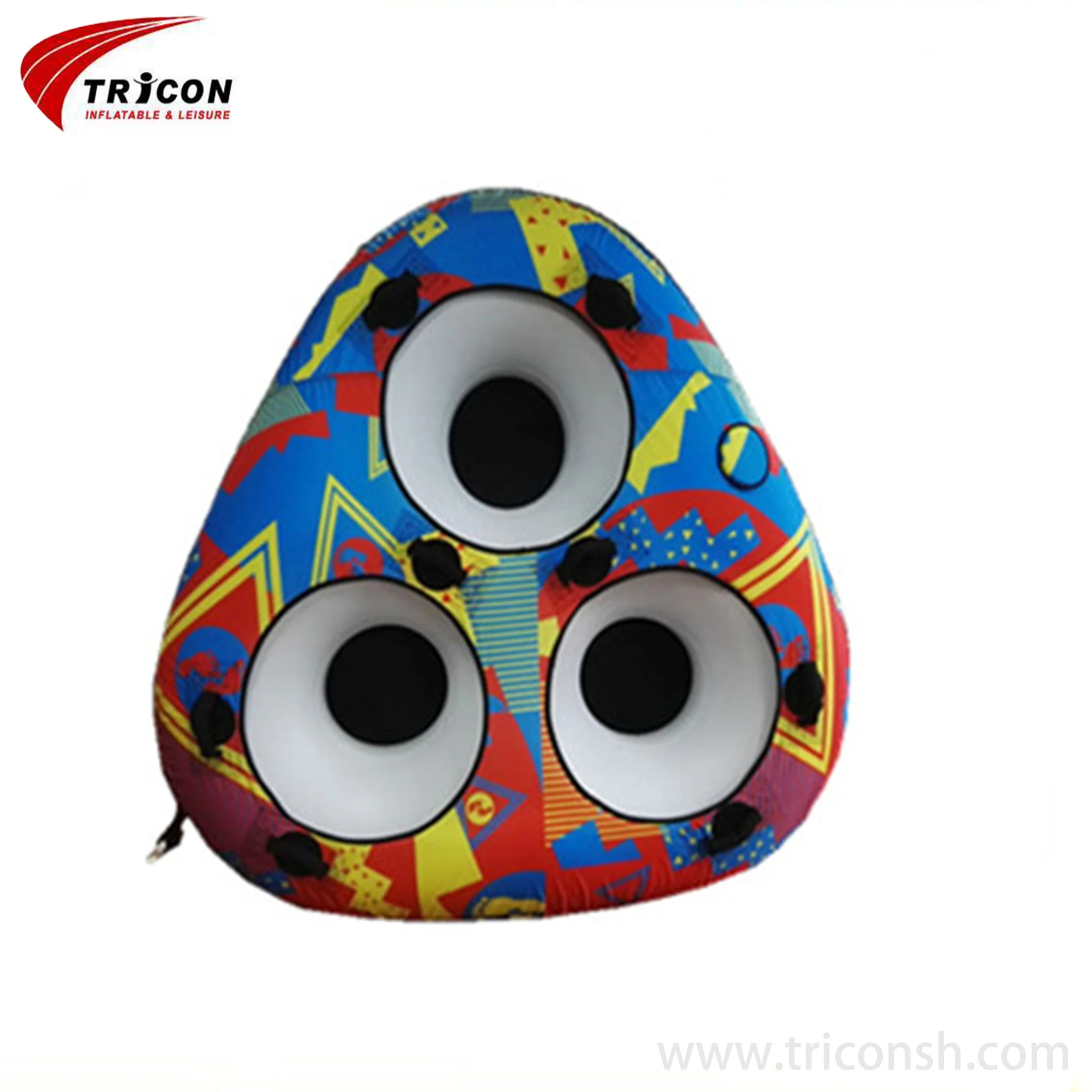 High End Fashion Durable 3 Person Rigid Nylon Cover Inflatable Water Towable Tube For Water Park