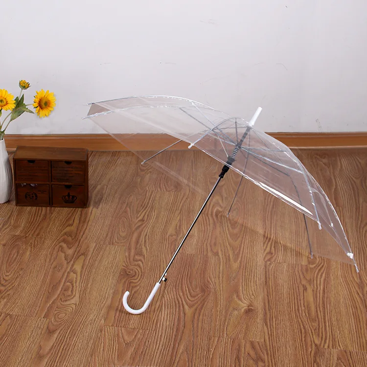 Small Fresh Long Handle Color Straight Rod Transparent Umbrella Automatic Customized Logo Umbrella