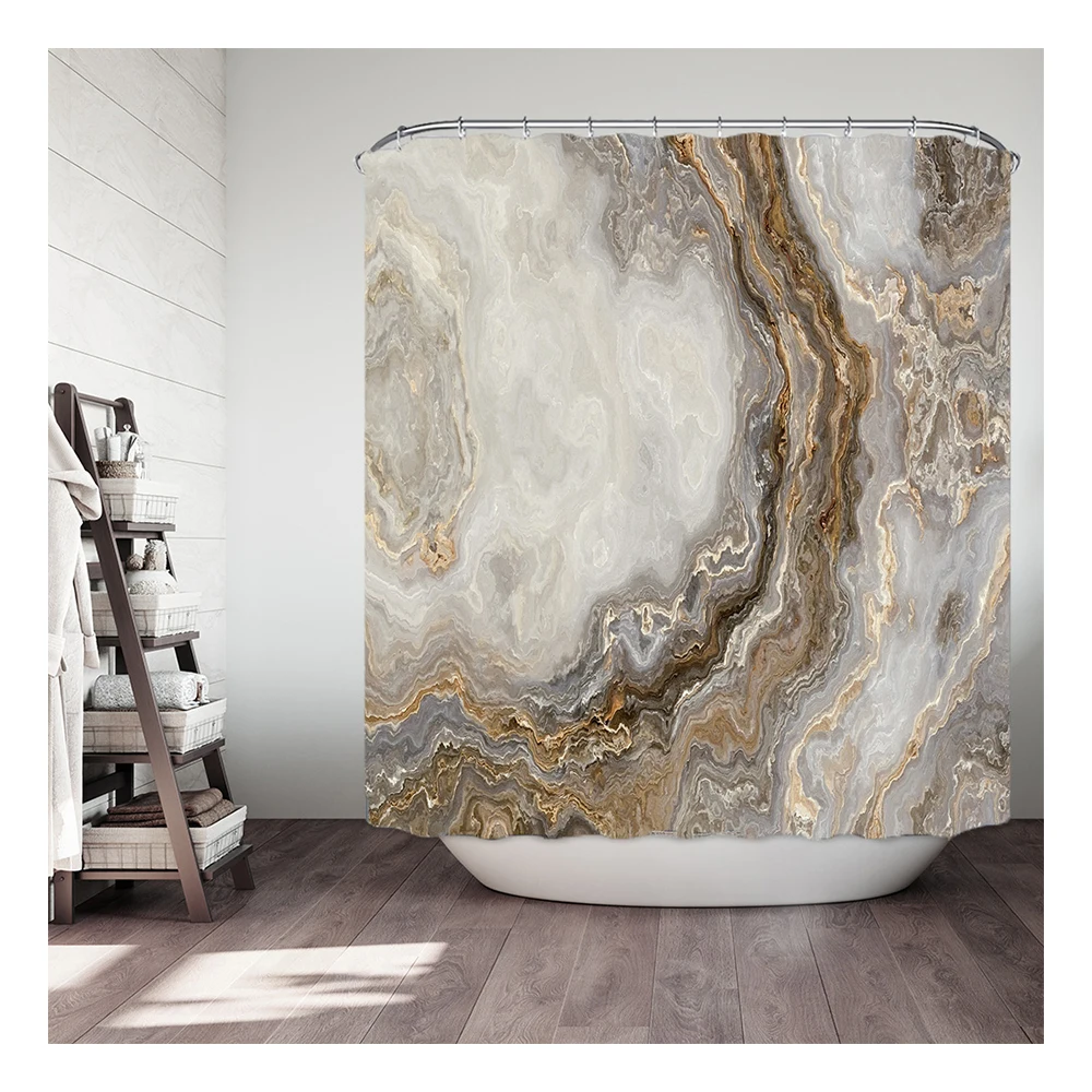 CF spot stocks Low price wholesale Customized Luxury Shower Curtain For Bath Room Hookless Shower Curtain With Snap In Liner