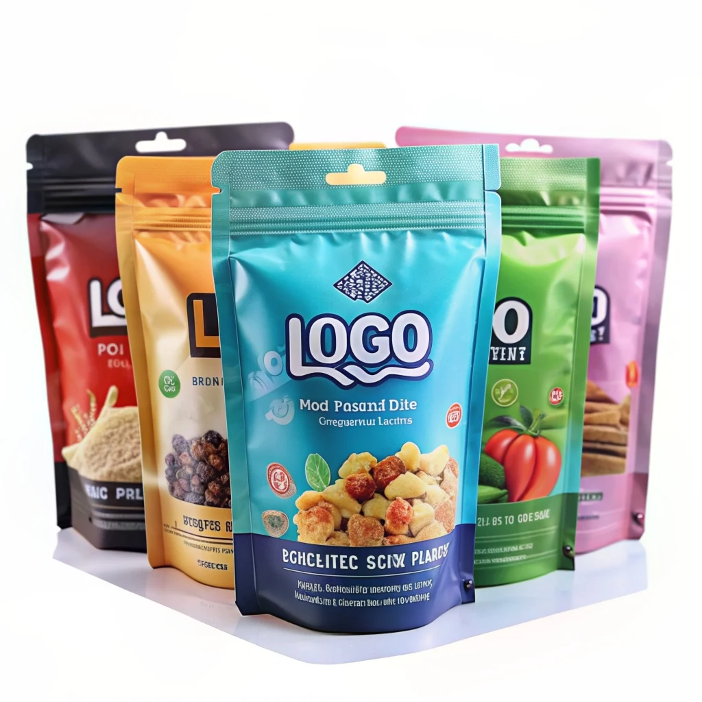 Wholesale Custom Resealable Plastic Bags Food Packaging Stand Up Pouch Zip Lock Bag With Logo