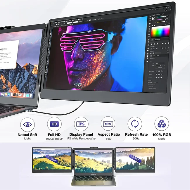 Trending Products 2024 New Arrivals Portable Monitor For Laptop Dual Screen Triple Portable Led Screen Triple Screen Laptop