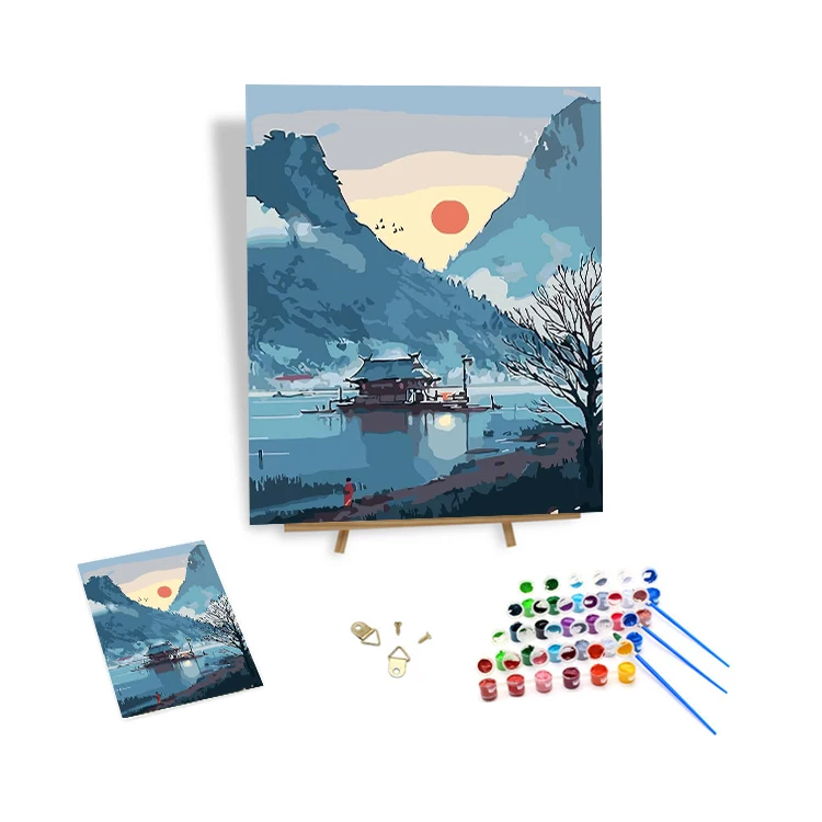 Landscape Paint by Numbers Canvas Japan Style Scenery DIY Painting by Numbers for Adults Beginners
